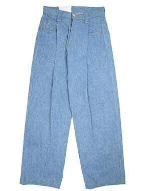 SKYLRK Pleated Denim Jean in Blanket Wash